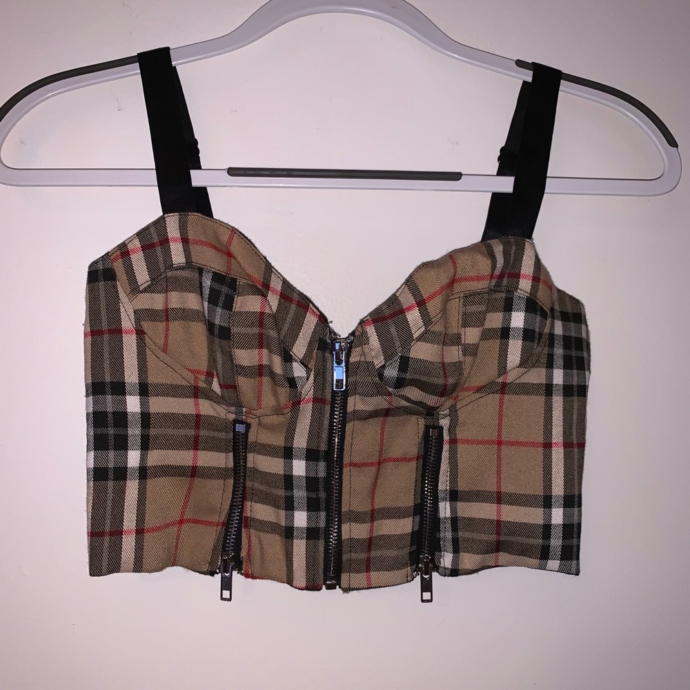 plaid crop top. worn once from dolls kill